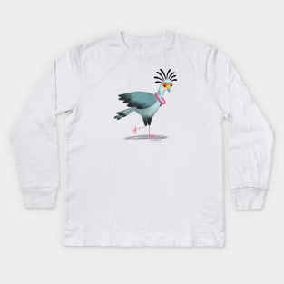 Secretary Bird with necklace Kids Long Sleeve T-Shirt